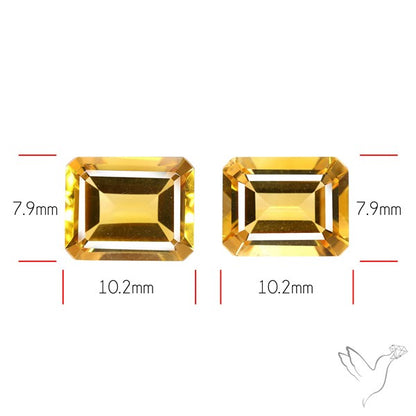 Faceted Citrine Pair Emerald Cut
