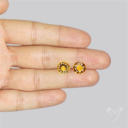Faceted Citrine Rounds Pair