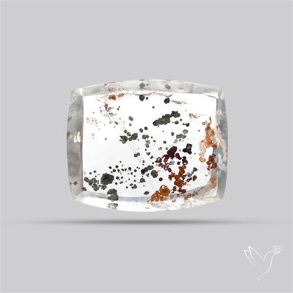 Rare Pyrite and Iron Included Quartz Cabochon