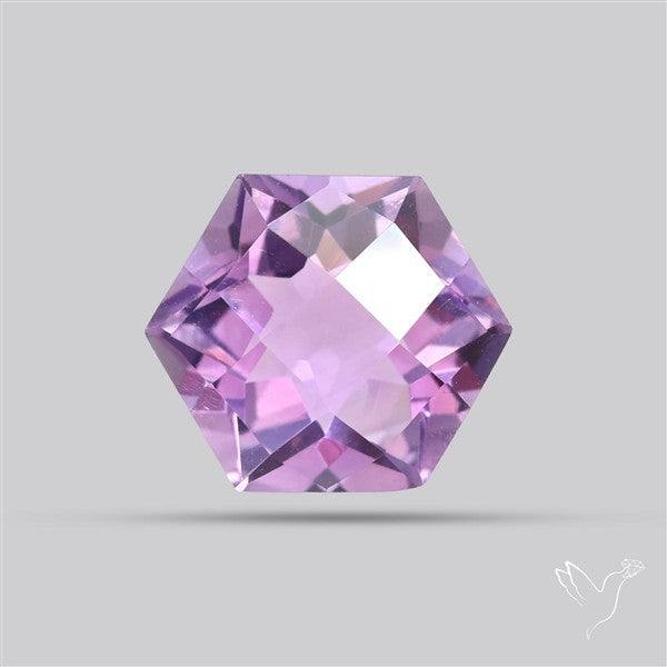 Checker Faceted Amethyst Hexagon Fine Amethyst Gemstone