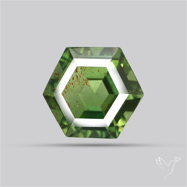 Rare Green Apatite Faceted Fine Gemstone Natural Geometric Shape