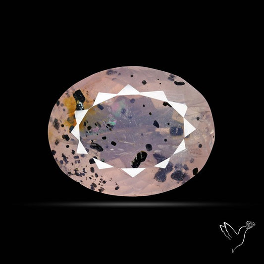 Rose Quartz with Diopside Inclusion Faceted Fine Gemstone