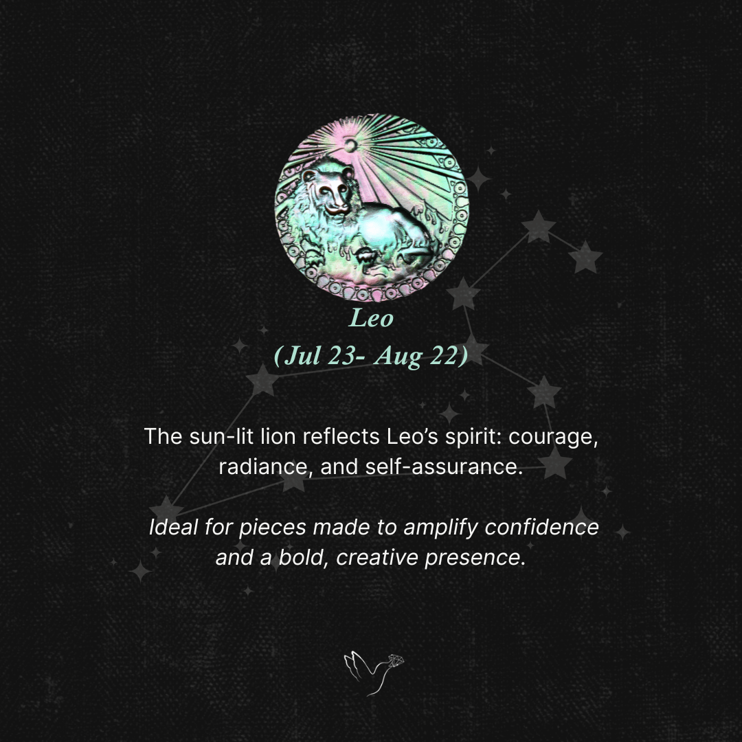 Zodiac Carving in Tahitian Rainbow Mother Of Pearls