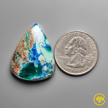 Azurite Shattuckite Cabochon with Chrome Diopsiode