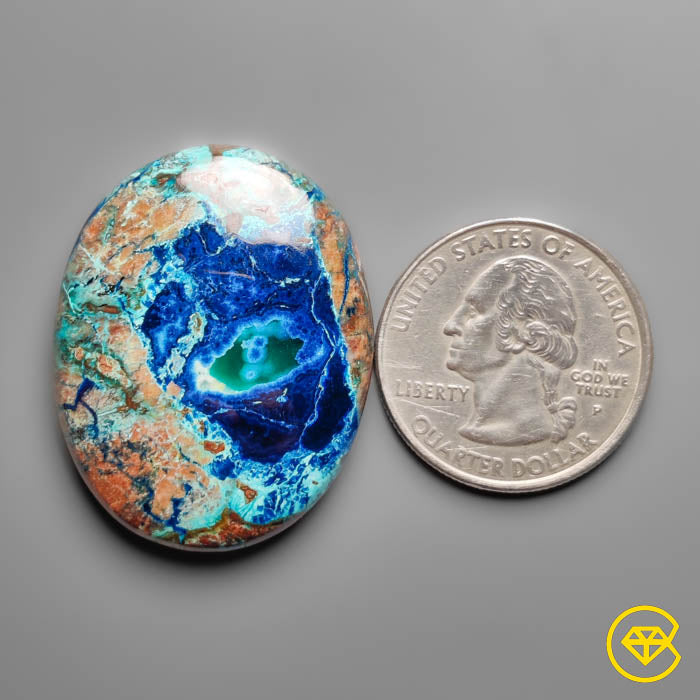 Azurite Shattuckite Cabochon with Chrome Diopsiode