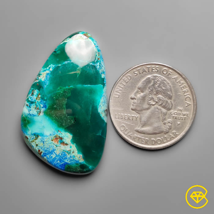 Azurite Shattuckite Cabochon with Chrome Diopsiode