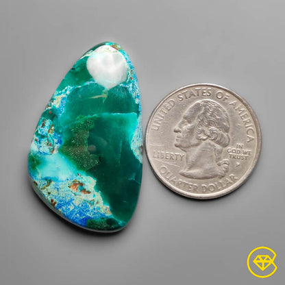 Azurite Shattuckite Cabochon with Chrome Diopsiode