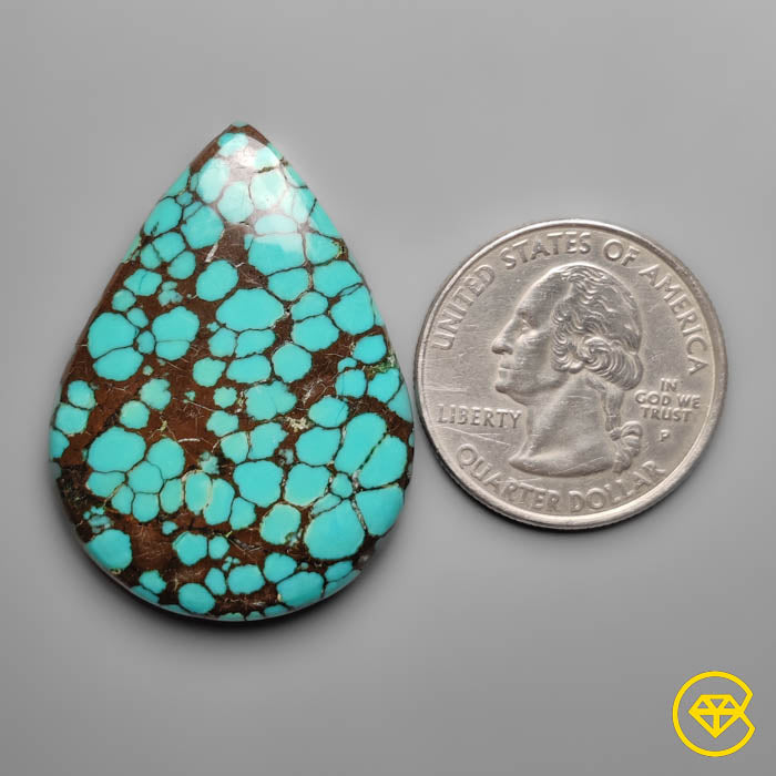 Rare Selected Spiderweb Hubei Turquoise Cabochon