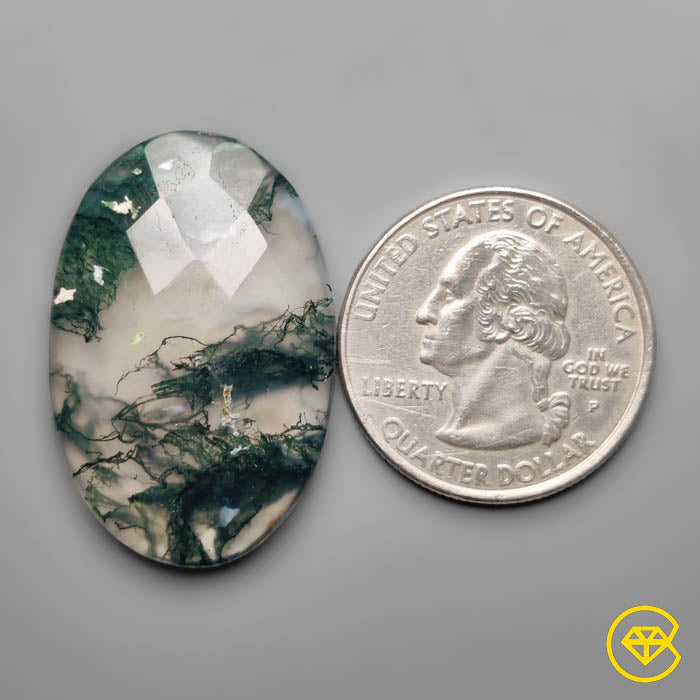 Checkerboard Cut Moss Agate