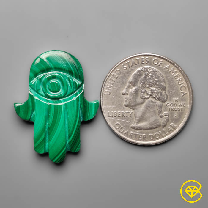 Malachite Hamsa Carving