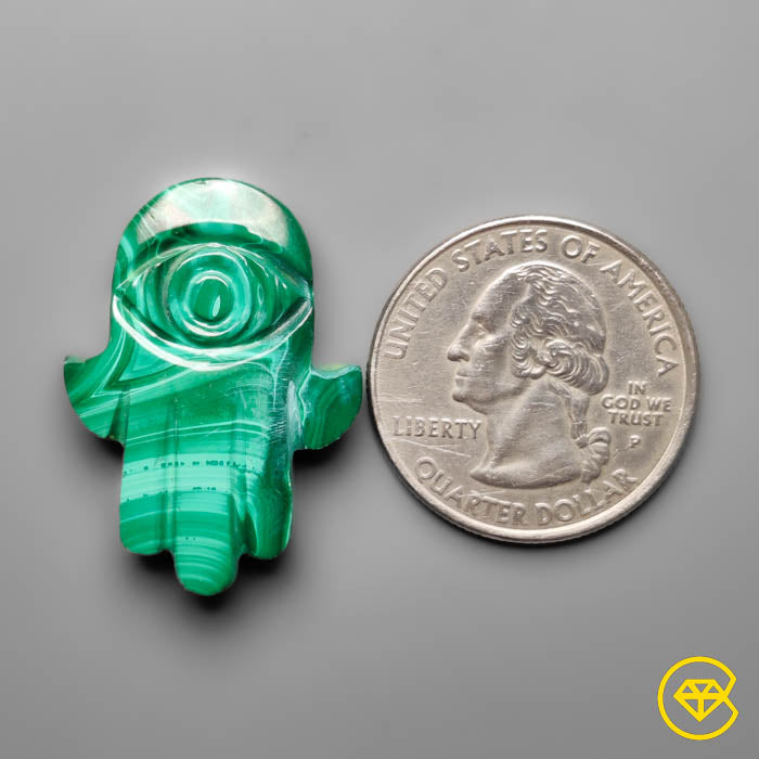 Malachite Hamsa Carving