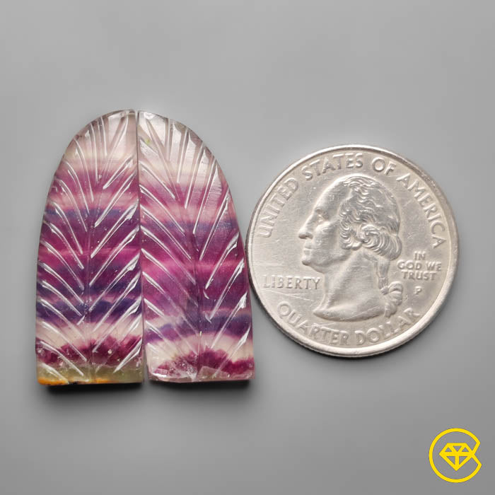 Purple Fluorite Mughal Carvings Pair