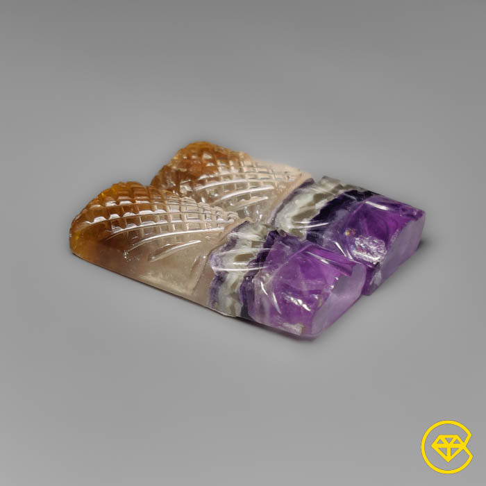 Purple Fluorite Mughal Carvings Pair