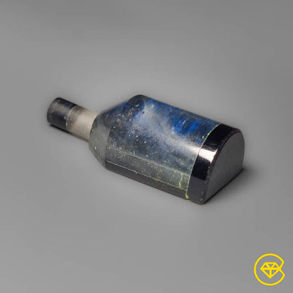 Blue Labradorite Inlay Black Onyx With Quartz Wine Bottle Carving