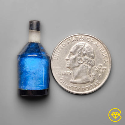 Blue Labradorite Inlay Black Onyx With Quartz Wine Bottle Carving