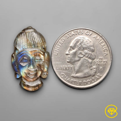 Spectrolite Handcarved Buddha Face Carving