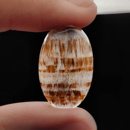 Cacoxenite in Quartz Cabochon