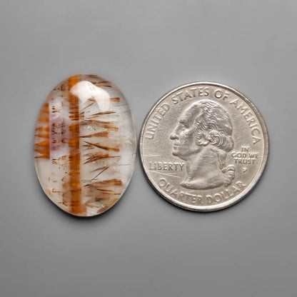 Cacoxenite in Quartz Cabochon