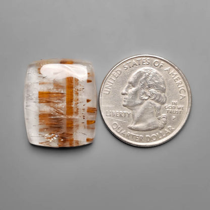 Cacoxenite in Quartz Cabochon