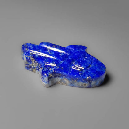 Lapis Lazuli Hamsa Hand with Evil Eye Carving