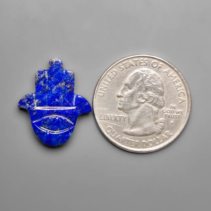 Lapis Lazuli Hamsa Hand with Evil Eye Carving