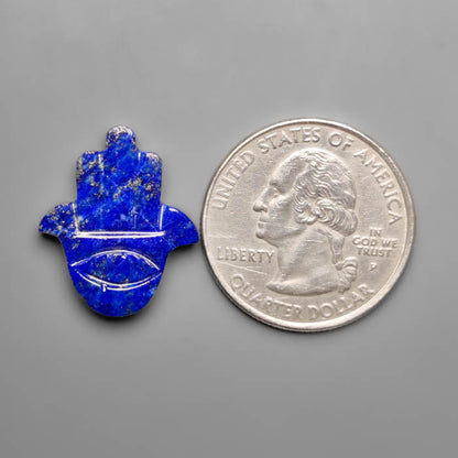 Lapis Lazuli Hamsa Hand with Evil Eye Carving
