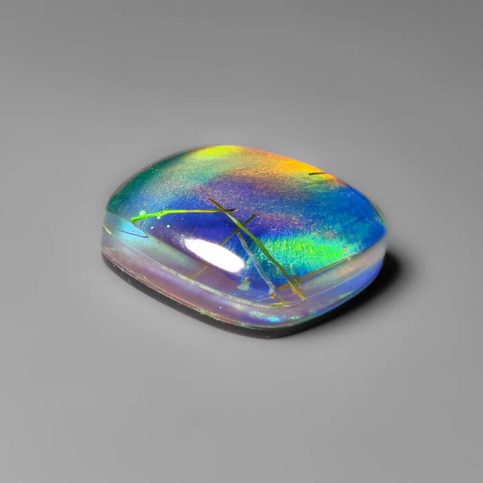 Aurora Opal With Golden Rutilated Glass Doublet