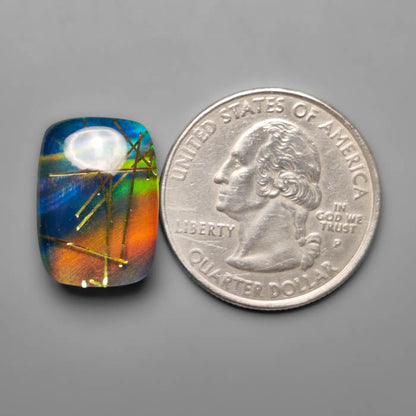 Aurora Opal With Golden Rutilated Glass Doublet