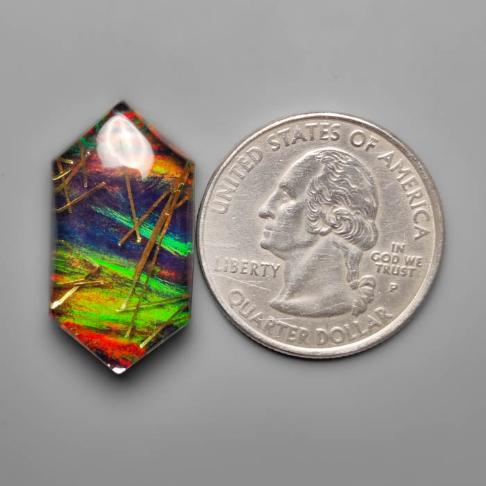 Aurora Opal With Golden Rutilated Glass Doublet