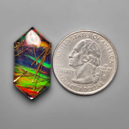 Aurora Opal With Golden Rutilated Glass Doublet