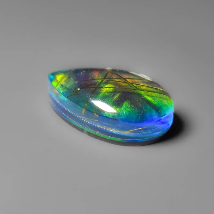 Aurora Opal With Golden Rutilated Glass Doublet