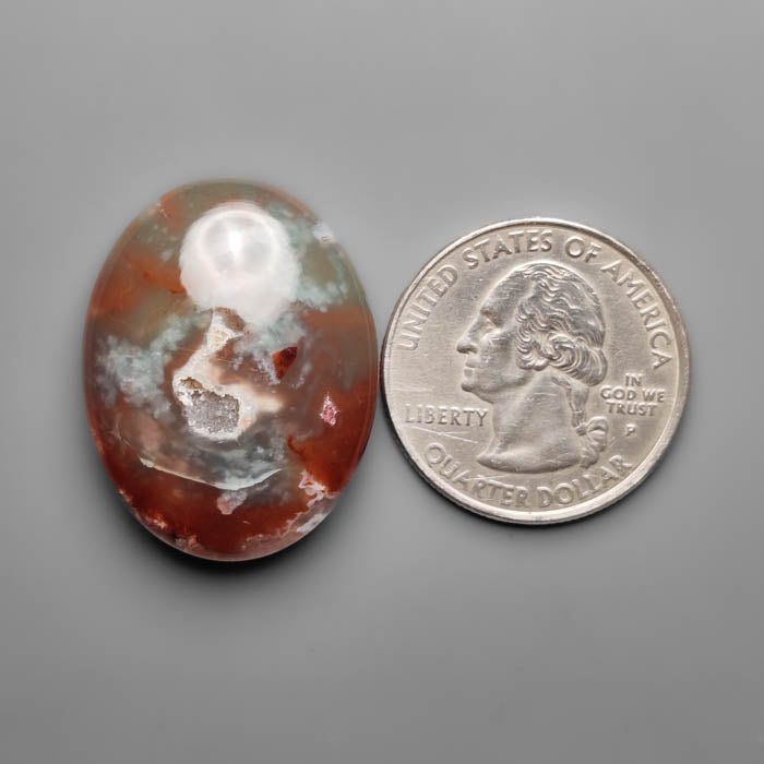 Aqua Chrysoprase Cabochon with Rare Druzy Pocket
