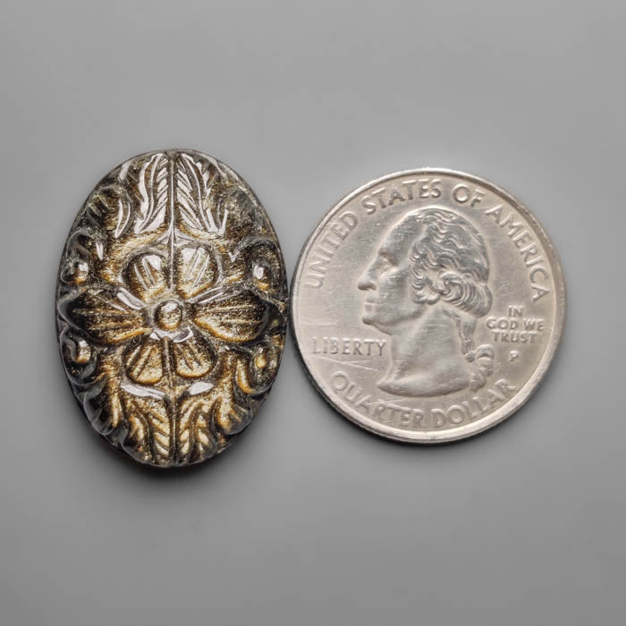 Goldsheen Obsidian Mughal Carving