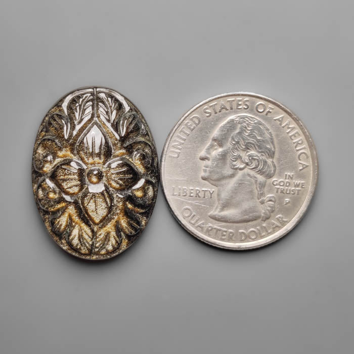 Goldsheen Obsidian Mughal Carving