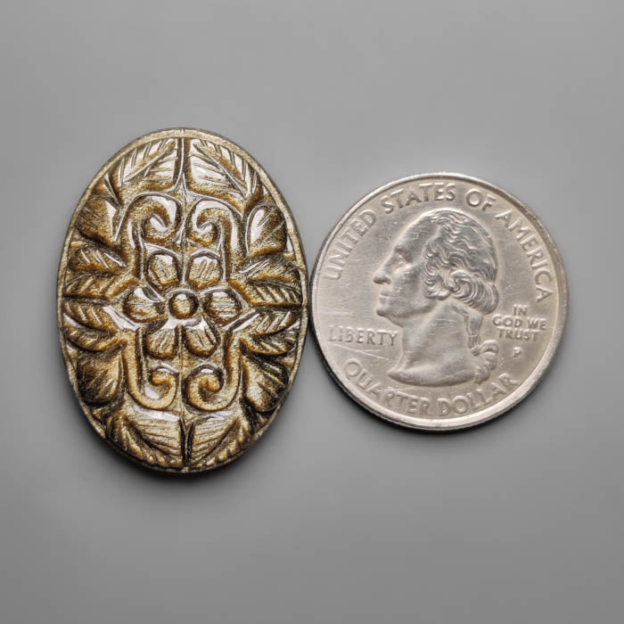 Goldsheen Obsidian Mughal Carving