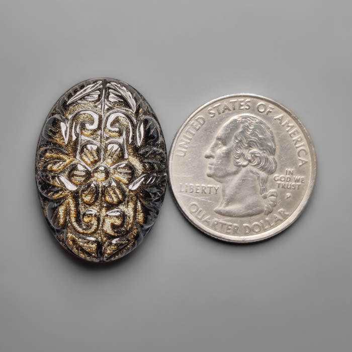 Goldsheen Obsidian Mughal Carving