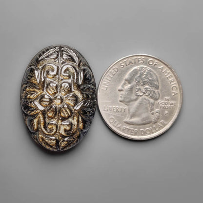 Goldsheen Obsidian Mughal Carving