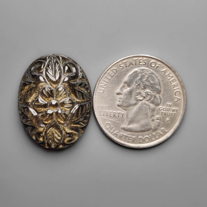 Goldsheen Obsidian Mughal Carving