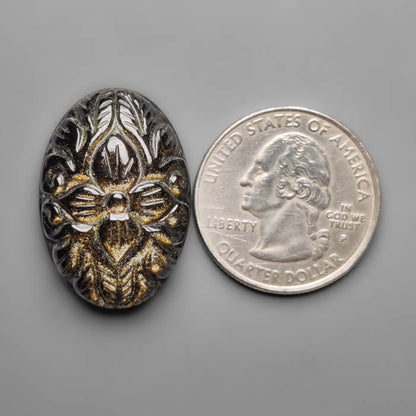 Goldsheen Obsidian Mughal Carving