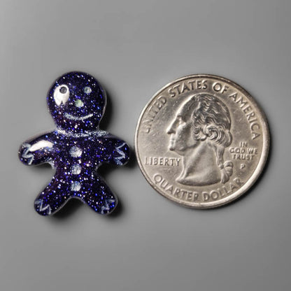 Blue Goldstone Ginger Bread Boy Carving