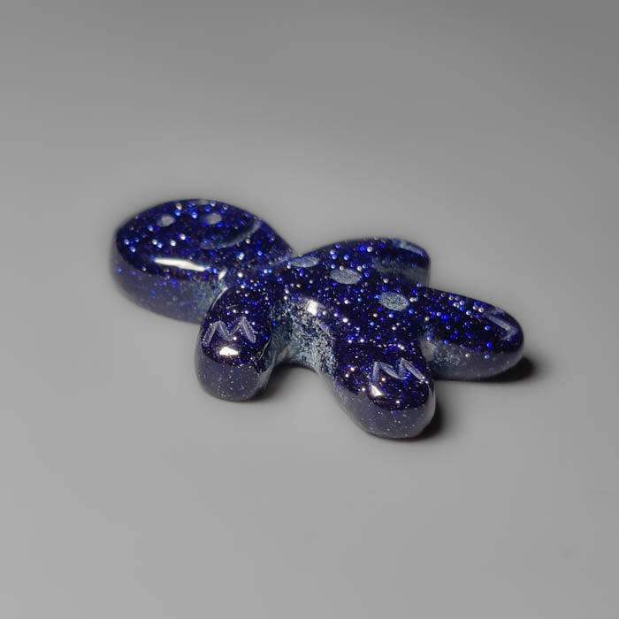 Blue Goldstone Ginger Bread Boy Carving