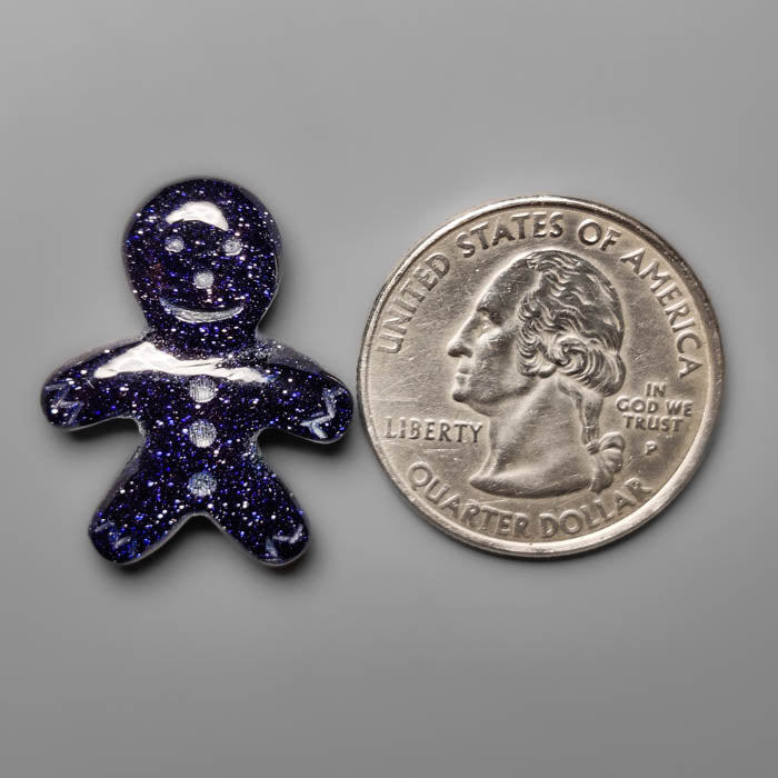 Blue Goldstone Ginger Bread Boy Carving