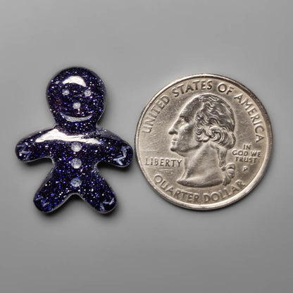 Blue Goldstone Ginger Bread Boy Carving