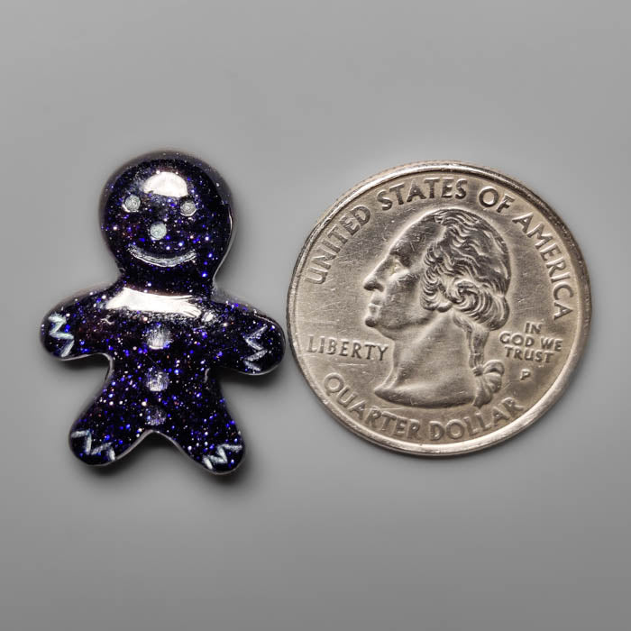 Blue Goldstone Ginger Bread Boy Carving