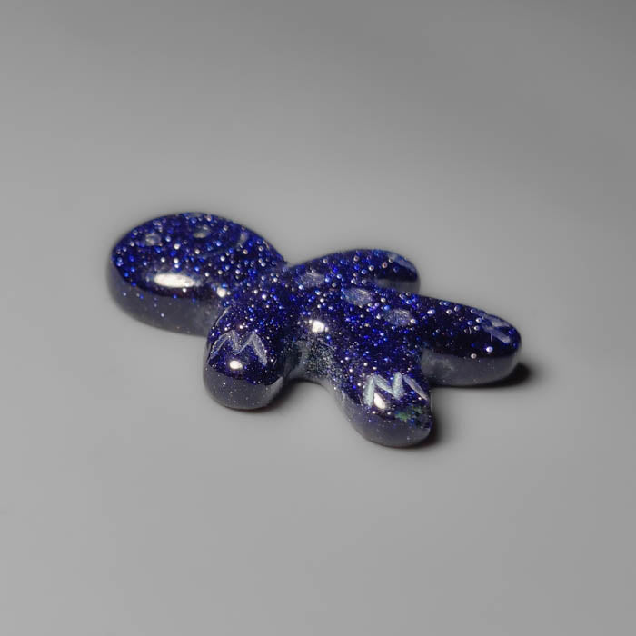 Blue Goldstone Ginger Bread Boy Carving