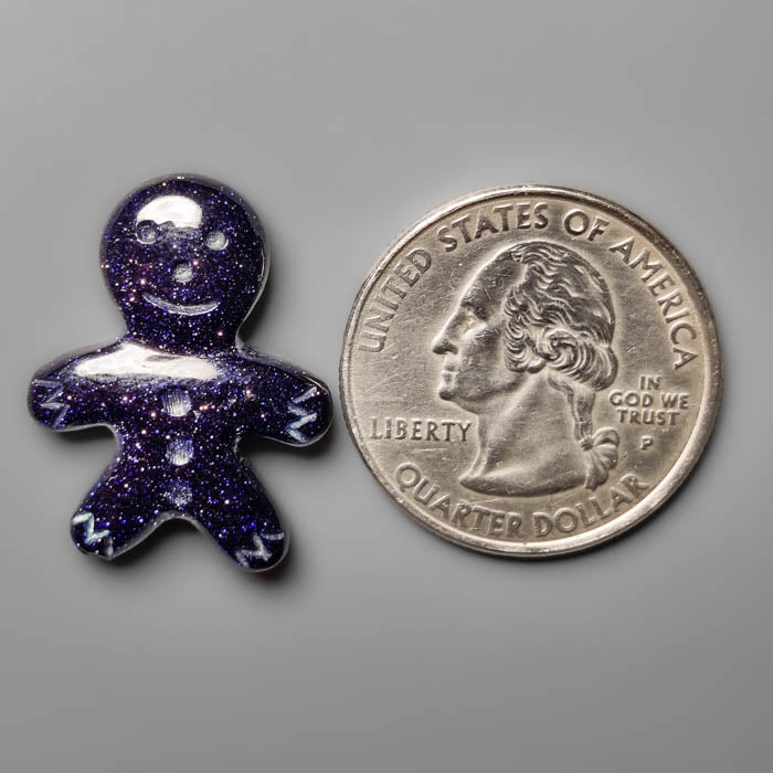 Blue Goldstone Ginger Bread Boy Carving