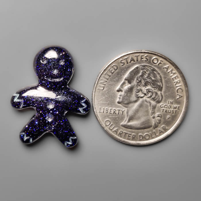 Blue Goldstone Ginger Bread Boy Carving
