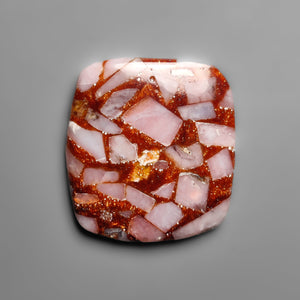 Peruvian Pink Opal and Sandstone Mosaic Cabochon