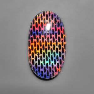 Aurora Opal With Black Onyx Inlay Doublet