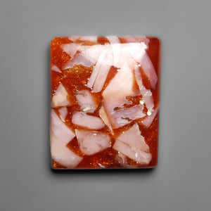 Peruvian Pink Opal and Sandstone Mosaic Cabochon